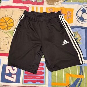 Adidas Men's Black Athletic Shorts with White Stripes